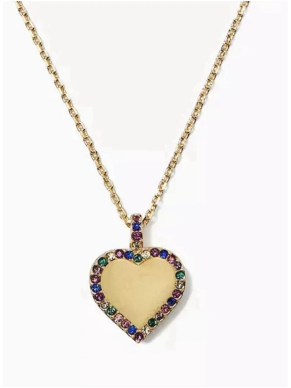 Kate Spade Take Heart Colorful Crystal Necklace Gold Tone Chain NWT - Picture 2 of 3
